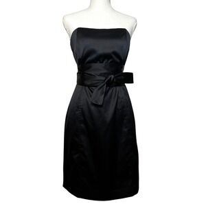 Vintage Bedo Strapless Satin Tube Cocktail Dress Size 4 Black Wedding Prom